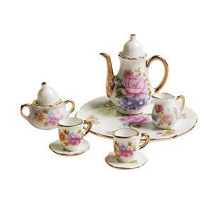 Miniature Porcelain Tea Cup Set for Dollhouse