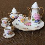Miniature Porcelain Tea Cup Set for Dollhouse