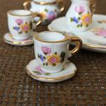 Miniature Porcelain Tea Cup Set for Dollhouse