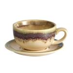Vintage 12 oz Ceramic Latte Art Mug and Saucer