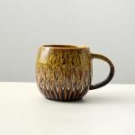 20oz Raku Glaze Ceramic Coffee Mug in Yellow