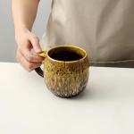 20oz Raku Glaze Ceramic Coffee Mug in Yellow