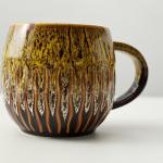 20oz Raku Glaze Ceramic Coffee Mug in Yellow