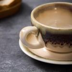 Vintage 12 oz Ceramic Latte Art Mug and Saucer