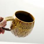 20oz Raku Glaze Ceramic Coffee Mug in Yellow