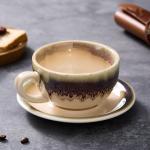 Vintage 12 oz Ceramic Latte Art Mug and Saucer