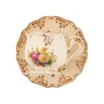 Ivory Floral Tea Cup Set with Saucers and Spoons
