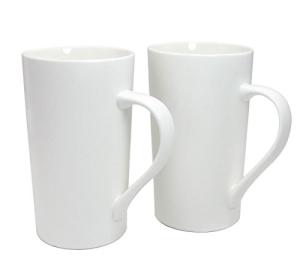 Simple White Ceramic Mugs Set of 2