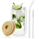 Double Wall Glass Tumbler with Bamboo Lid and Straw
