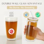 Double Wall Glass Tumbler with Bamboo Lid and Straw