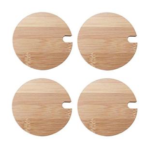 Bamboo Mug Lids with Spoon Hole - 4 Pack