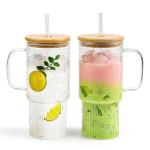 Oroklis 32oz Ribbed Glass Cup with Handle