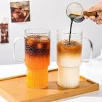 Oroklis 32oz Ribbed Glass Cup with Handle