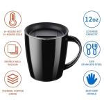 Black Insulated Stainless Steel Travel Coffee Mug