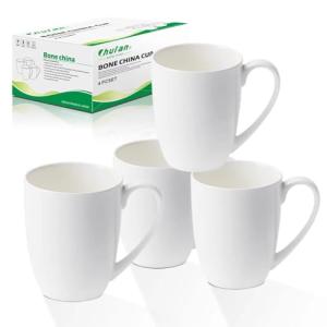 Elegant Bone China Coffee Mug Set - 4 Pieces