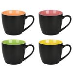 4 Pack Matte Black and Colorful Coffee Mugs