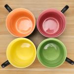4 Pack Matte Black and Colorful Coffee Mugs