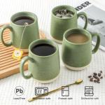 Hasense Green Porcelain Coffee Mug Set of 4