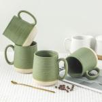 Hasense Green Porcelain Coffee Mug Set of 4