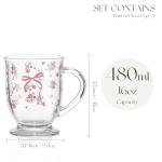 Set of 2 Clear Rose Pattern Coffee Mugs