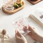 Set of 2 Clear Rose Pattern Coffee Mugs