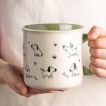 Ceramic Large Coffee Mugs Set With Dog Patterns