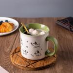 Ceramic Large Coffee Mugs Set With Dog Patterns