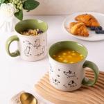 Ceramic Large Coffee Mugs Set With Dog Patterns
