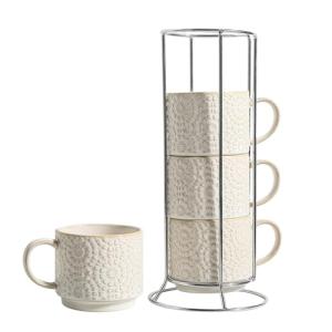 Set of 4 Stackable Espresso Cups with Stand