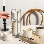 Set of 4 Stackable Espresso Cups with Stand