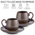 Set of 6 Cute Ceramic Espresso Cups and Saucers
