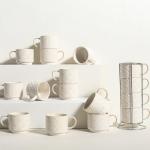 Set of 4 Stackable Espresso Cups with Stand