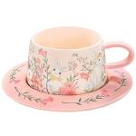 Adorable Pink Rabbit Mug with Saucer Set