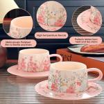 Adorable Pink Rabbit Mug with Saucer Set