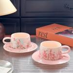 Adorable Pink Rabbit Mug with Saucer Set