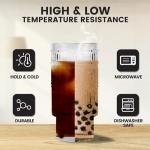 16 oz Ribbed Glass Cups Set with Lids