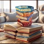 Colorful 3D Book Stack Glass Coffee Mug