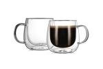 12oz Double Walled Glass Coffee Mugs (2-Pack)