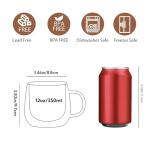 12oz Double Walled Glass Coffee Mugs (2-Pack)