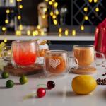 12oz Double Walled Glass Coffee Mugs (2-Pack)