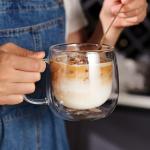 12oz Double Walled Glass Coffee Mugs (2-Pack)