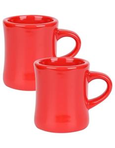 Vintage Red Ceramic Coffee Mugs Set of 2