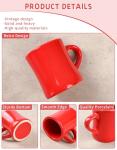 Vintage Red Ceramic Coffee Mugs Set of 2