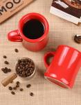 Vintage Red Ceramic Coffee Mugs Set of 2