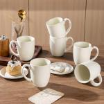 Set of 6 Large Light Beige Coffee Mugs
