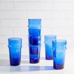 Blue Handblown Moroccan Stackable Glass Set of 6