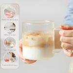 KEMORELA 18 Oz Clear Glass Coffee Mugs - Set of 2