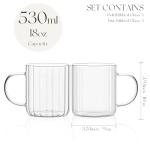 KEMORELA 18 Oz Clear Glass Coffee Mugs - Set of 2