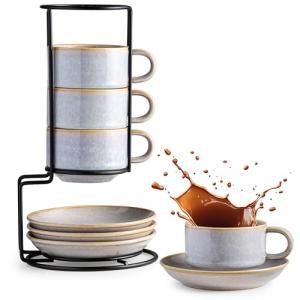 Halloween-Themed Stackable Cappuccino Cups Set of 4