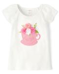 Girls' Sleeveless Knit Tea Cup Flowers T-Shirt